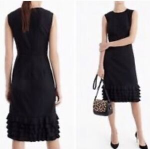 J. Crew Black Ruffle Hem Wool Sheath